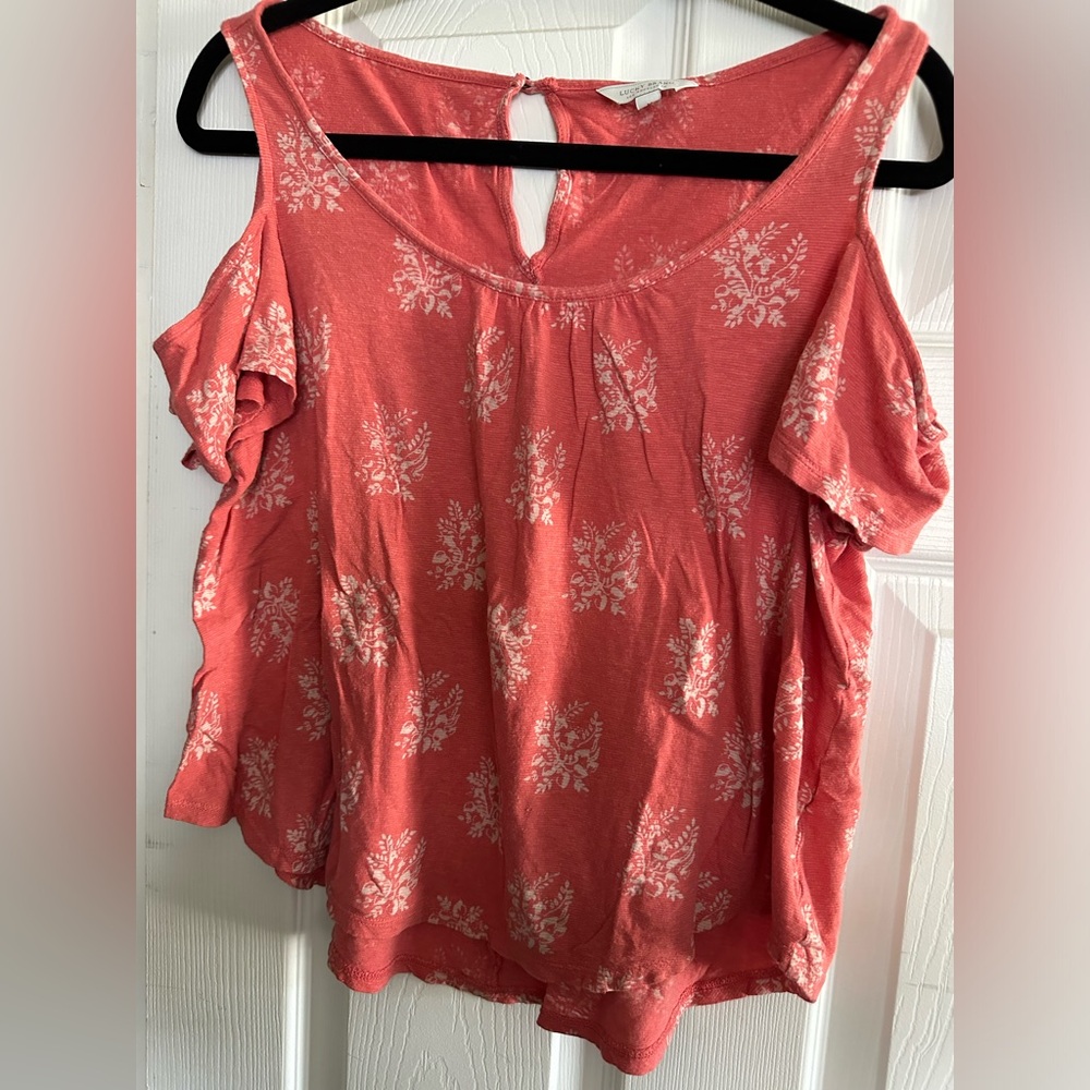 Open Shoulder Lucky Brand Short Sleeve Shirt